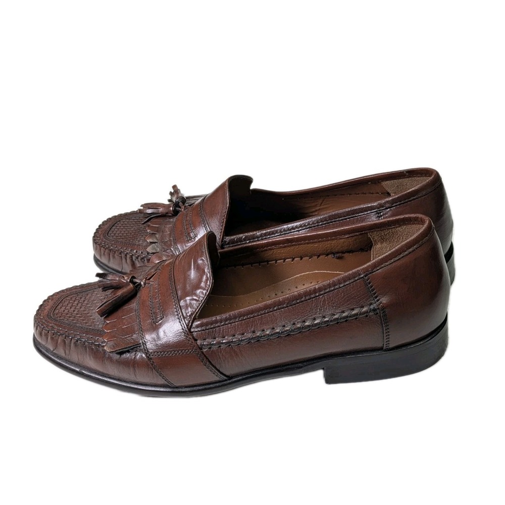 Bostonian Classic Leather Loafer Brown Slip On Men's Size 12M Shoes Flats Dress - Picture 3 of 13
